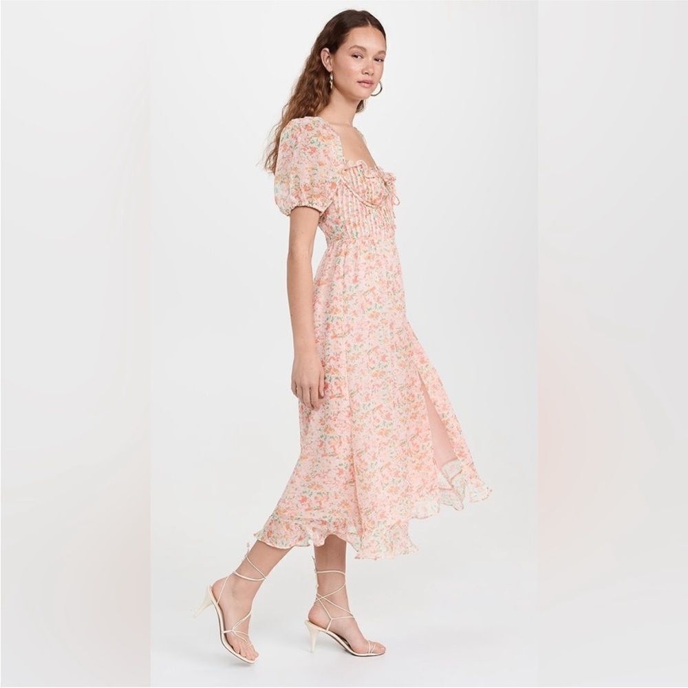 New Anthropologie ASTR The Label Lunaria Pleated Floral Orange Midi Dress - Picture 2 of 8